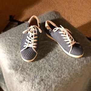 Gray blue basket weave sneakers
